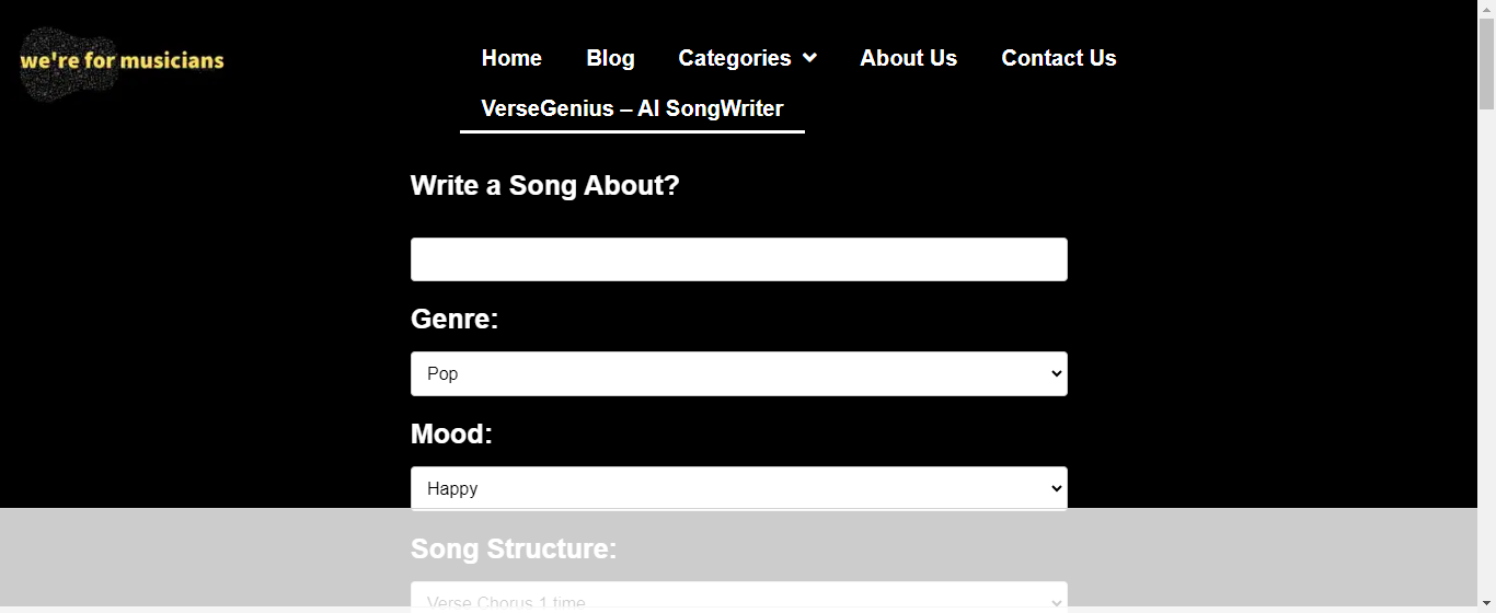 VerseGenius - AI SongWriter - AI Lyrics Generator tool