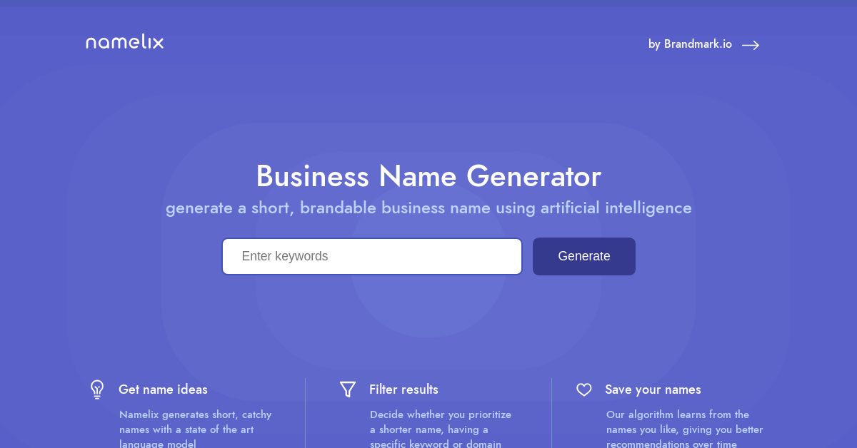Namelix - AI Startup tool