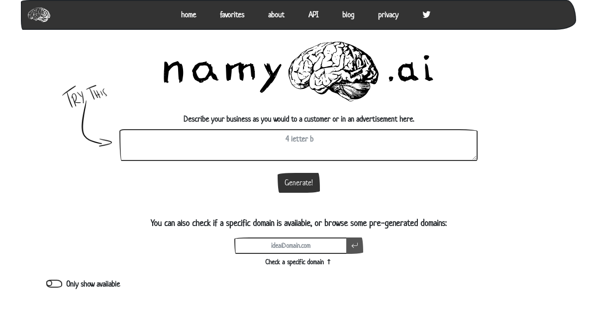 Namy - AI Startup tool