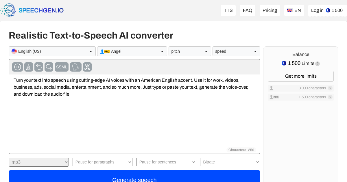SpeechGen.io - AI Audio Generator tool