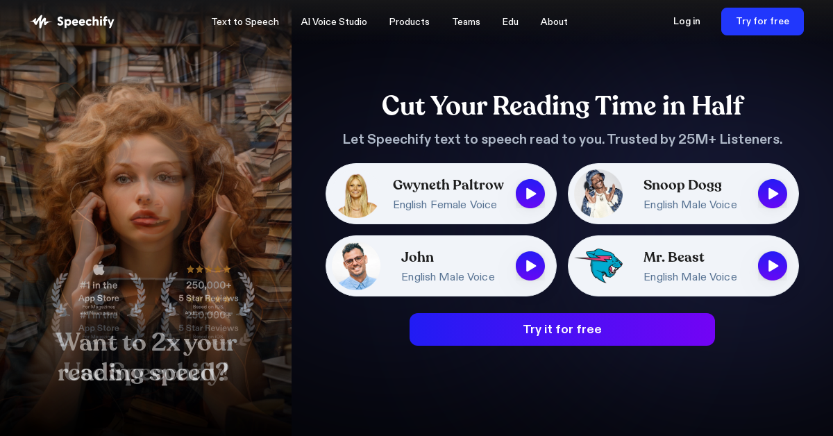 Speechify - AI Audio Generator tool